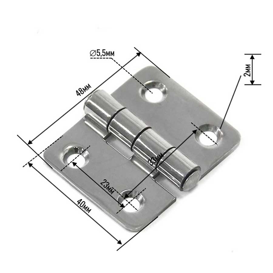 Петля 48х40х2 мм, нержавеющая