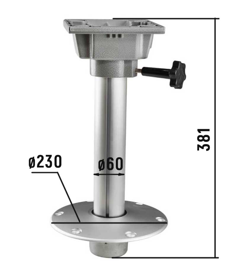 Стойка врезная под сиденье Marine Rocket, 38,1 см. (d-60 мм.)