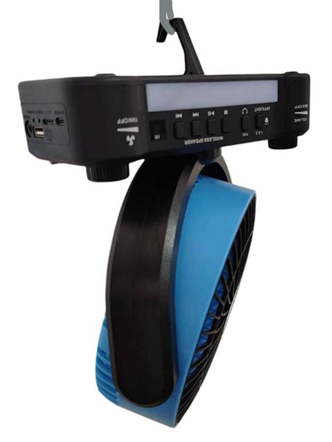 Многофункциональная радиоколонка FP-355-S с солнечной панелью, вентилятором, FM/USB/TF/BT и LED-подсветкой