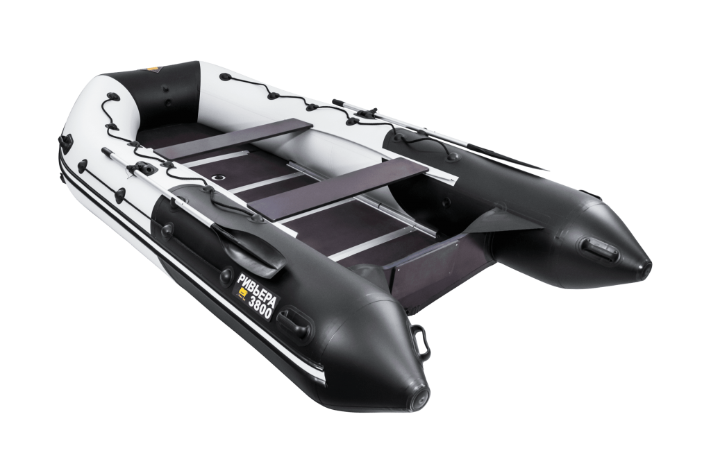Надувная лодка Ривьера Максима 3800 СК "Комби" светло-серый/черный