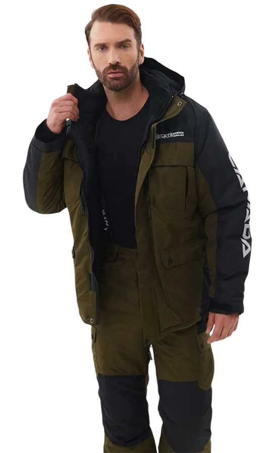 Костюм зимний Хантсмен Канада -35°С, хаки/черный (ткань Оксланд)