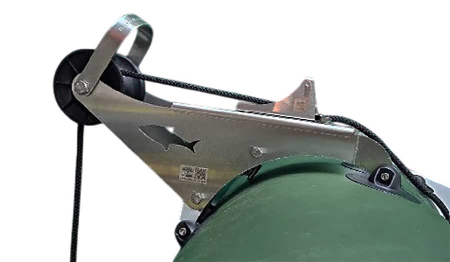 Роульс для якоря с роликом Ø 100 мм и стопором фала для лодки ПВХ 