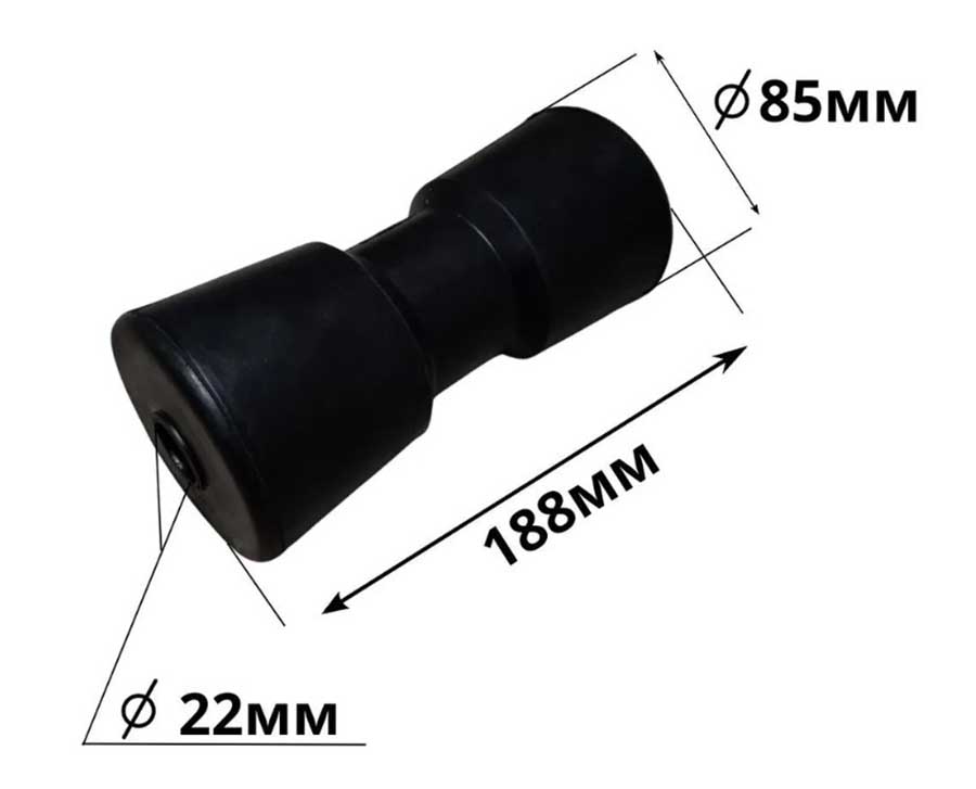 Килевой ролик 188×85 мм с кронштейном на балку 30х60 мм, для лодочного прицепа 