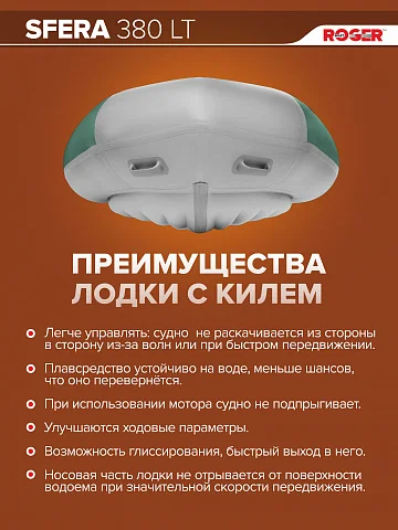 Надувная лодка ПВХ Роджер Сфера 3800 Лайт (НДНД, БЕЗконусная)