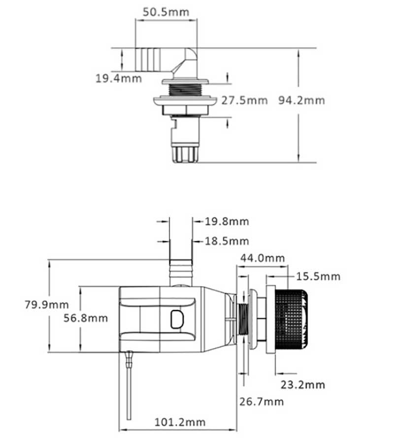 Помпа аэраторная SeaFlo 13F Series 12 В, 600 GPH (2271,2 л/час), встраиваемая