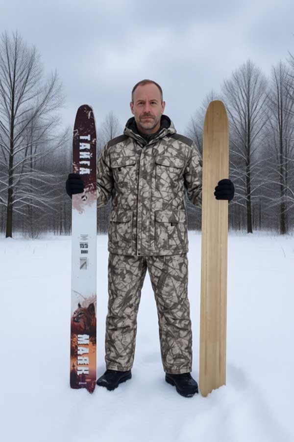 Лыжи охотничьи Тайга деревянные 175х15 см с креплением Вятка (Маяк)