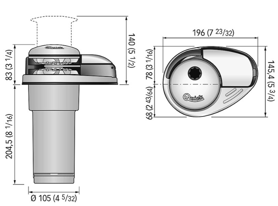 Якорная электрическая лебедка Prince DP2E 12В, 500Вт, цепь/трос 6 мм