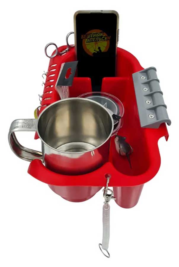 Органайзер для лодки ПВХ на ликтрос, красный с серым креплением