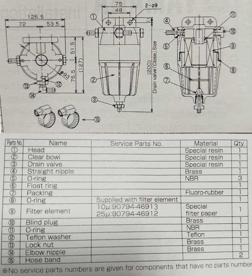 Фильтр топливный Ямаха 90798-1M742 с отстойником и фильтрующим элементом 10 мк (Yamaha)