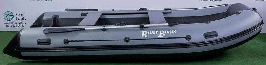 Надувная лодка ПВХ RiverBoats RB 370 НДНД (серо-черный)