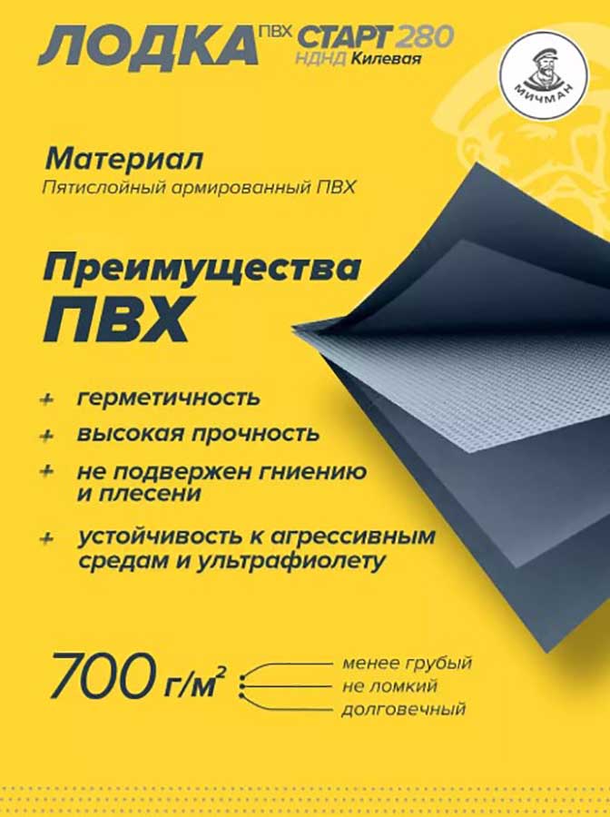Надувная лодка ПВХ Мичман Старт 280 НДНД килевая