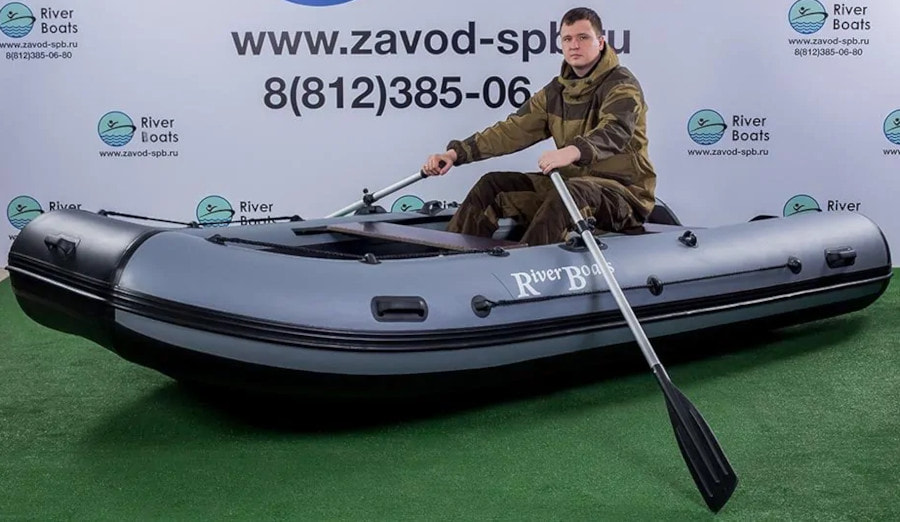 Надувная лодка ПВХ RiverBoats RB 370 НДНД (серо-черный)