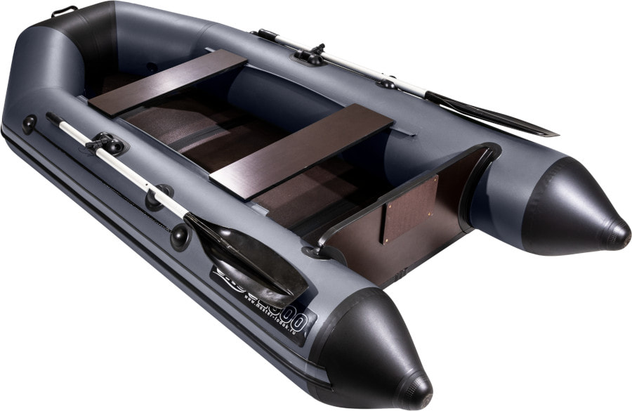 Надувная лодка ПВХ Аква 2900 СКК (слань-книжка + киль) графит/черный