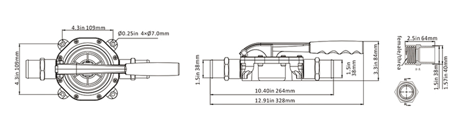 Насос осушительный ручной SeaFlo SFDHPG72002, 720GPH, 45 л/мин