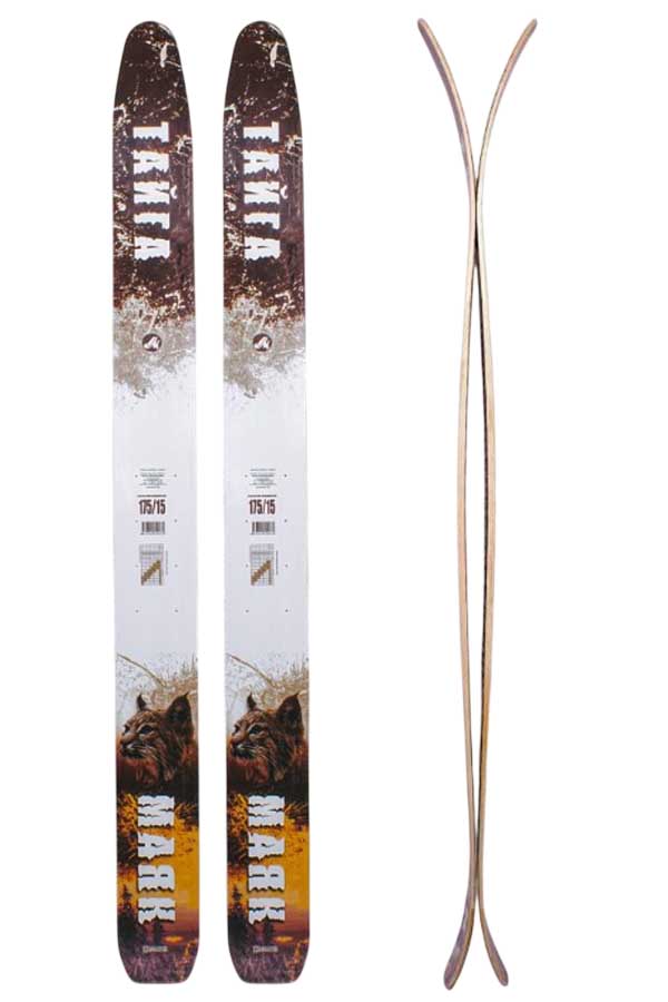 Лыжи охотничьи Тайга дерево-пластик 175х15 см с кожаным креплением 3в1, Маяк