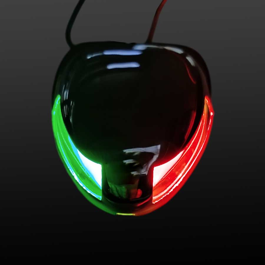 Огонь комбинированный светодиодный, 10-30В, IP66, зелёный/красный, нерж. сталь