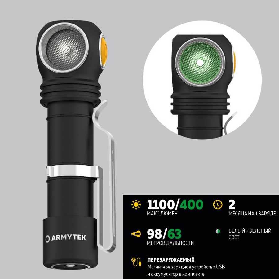 Фонарь Armytek Wizard C2 WG Magnet USB White