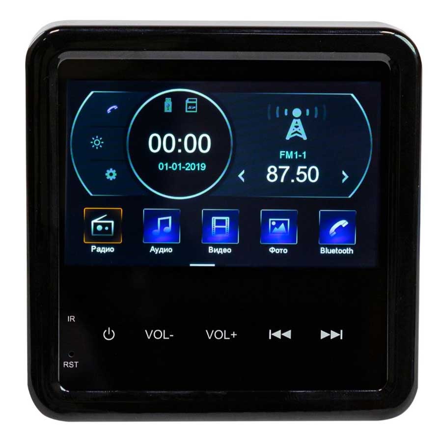 Магнитола Marine Rocket MRH-350, 4 дюйма, Bluetooth, USB, IPX5