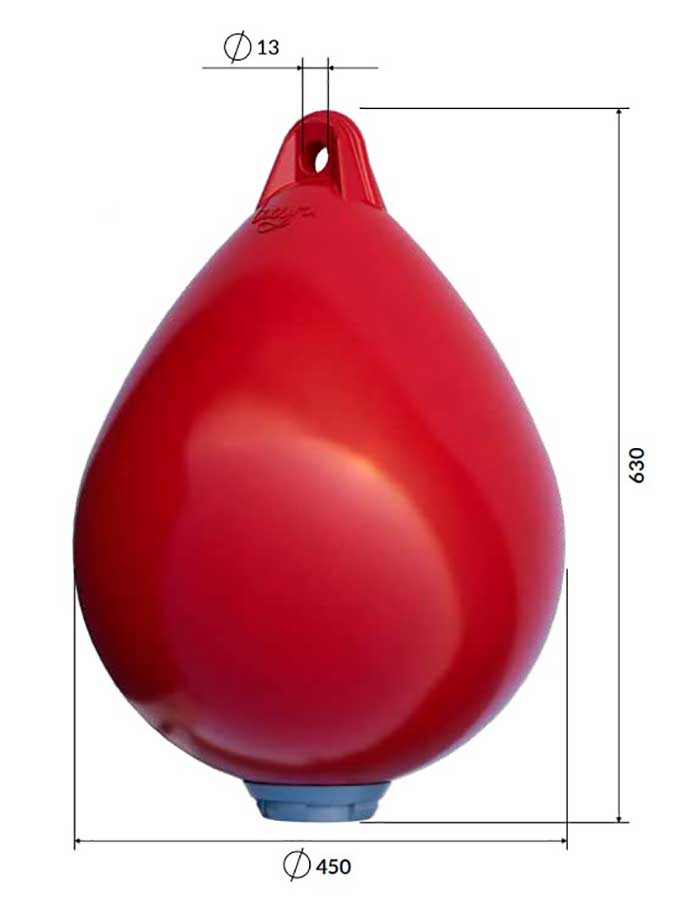 Буй пластиковый маркерный BUOY Ø450х630 мм с подсветкой и солнечной батареей, красный