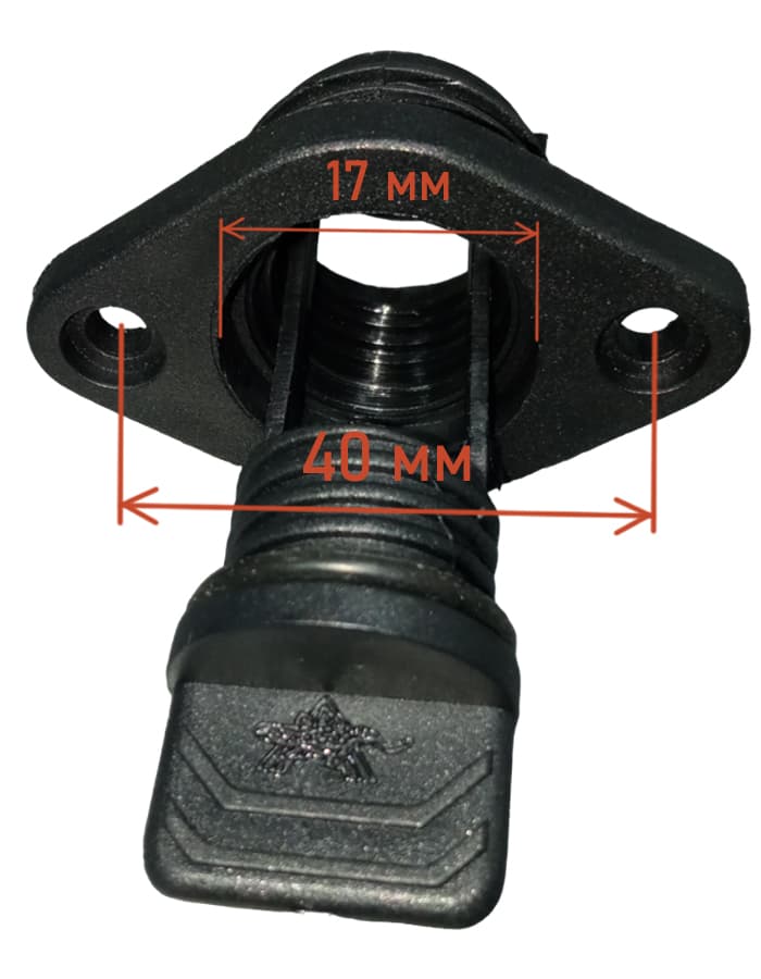 Заглушка дренажная с резьбовой пробкой 27 мм. (черный пластик)