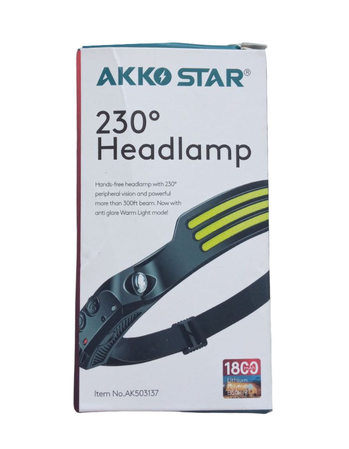 Налобный фонарь AKKOSTAR 503137, 1800 mAh