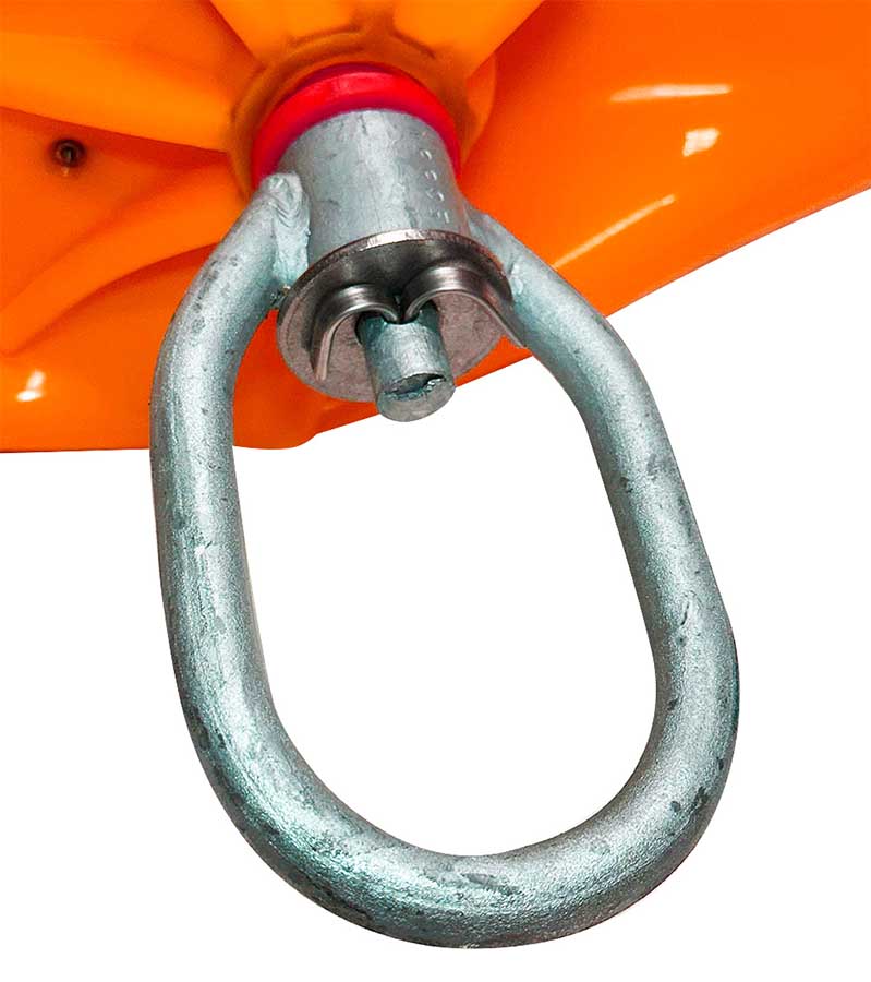 Буй надувной с вертлюгом и рымом Majoni 750х400 мм, оранжевый