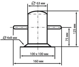 Кнехт одинарный Ø 63 мм. с основанием, нержавеющая сталь