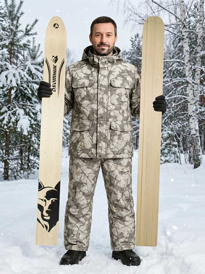 Лыжи охотничьи Охотник деревянные 155х15 см с креплением Вятка (Маяк)