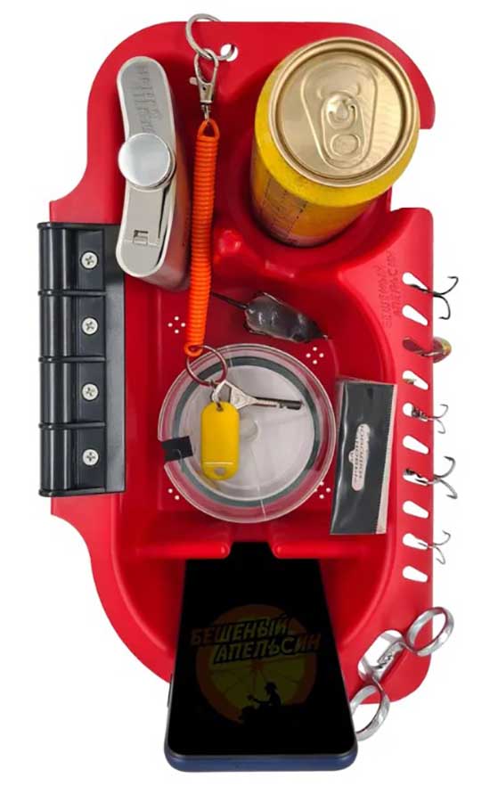 Органайзер для лодки ПВХ на ликтрос, красный с черным креплением