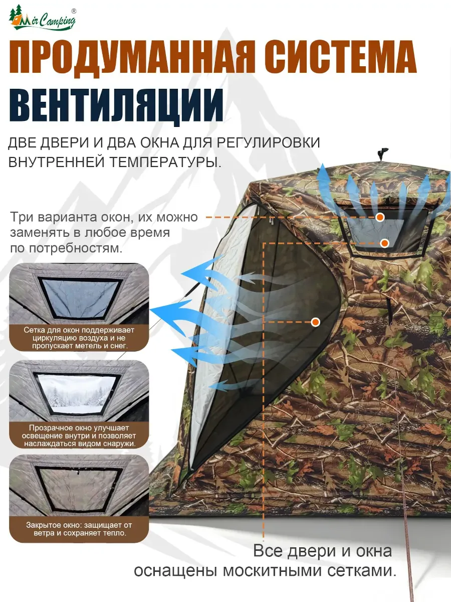 Палатка (баня) 3-х слойная для зимней рыбалки MirCamping КУБ 2,8х2,8х2,05 м 