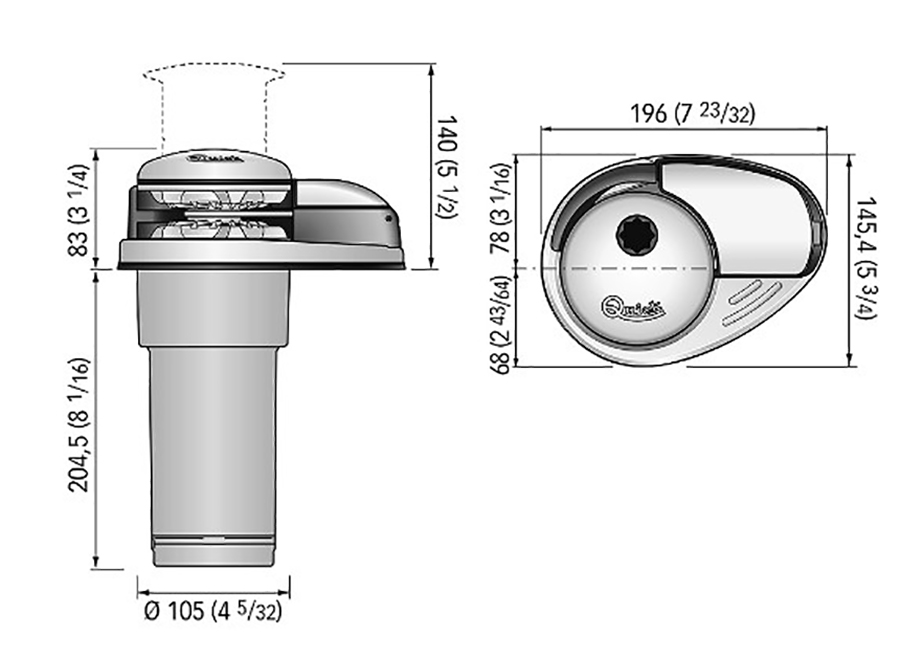 Якорная электрическая лебедка Prince DP2E 24В, 800Вт, цепь 8 мм