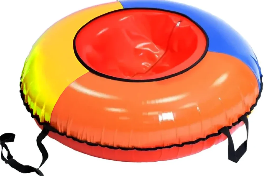 Тюбинг-ватрушка PLATFORM 100 см. (до 100 кг.) оранжевый-желтый-синий, центр красный