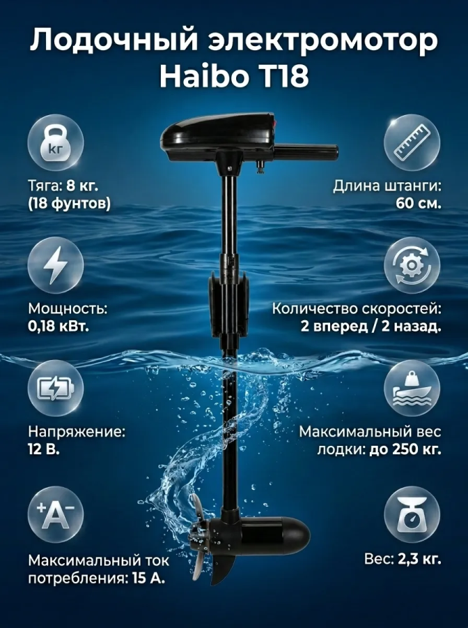 Лодочный электромотор Haibo T18