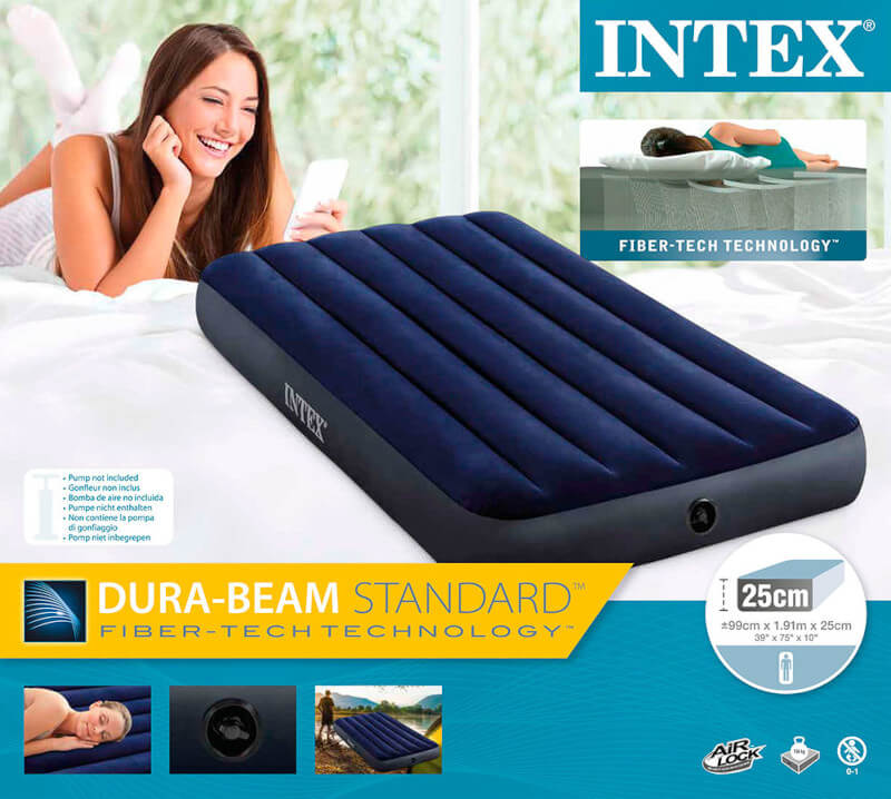 Надувной матрас-кровать Intex, 99x191x25 см.