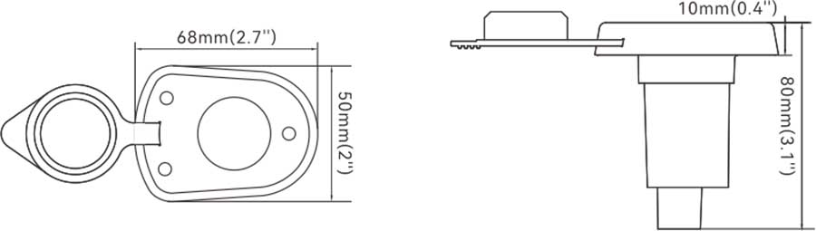 Розетка для подключения съёмных топовых огней SeaFlo, 68х50 мм, 12/24В
