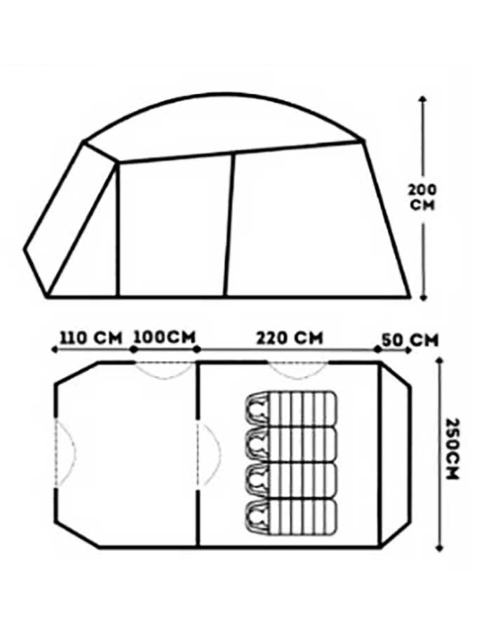 Палатка шатер 4-х местная MС ART1038-4, 480х250х200 см