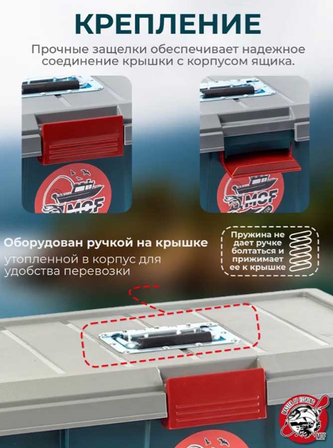 Ящик органайзер рыболовный со слайдерами для блесен и снастей, на 200 шт.