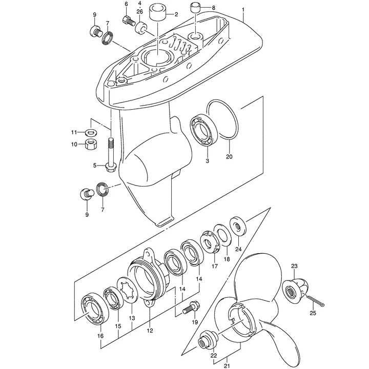 Картер (корпус) редуктора Suzuki DF5