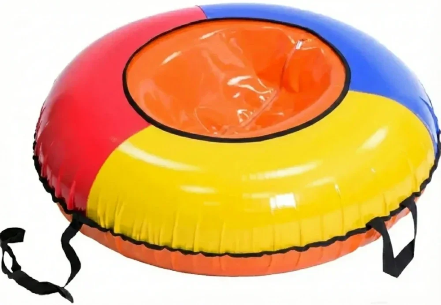Тюбинг-ватрушка PLATFORM 100 см. (до 100 кг.) красный-синий-желтый, центр оранжевый