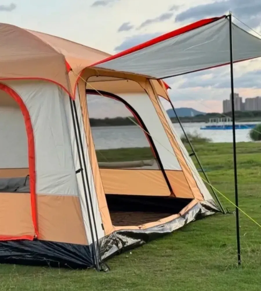 Палатка шатер с тамбуром Coolwalk CW 096-12, 420х305х210 см. (бежевый)