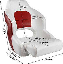 Кресло Premium Captain's Bucket мягкое виниловое с болстером, белый/красный