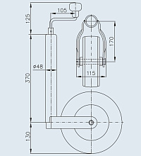 Колесо опорное для прицепа ST 48-260 LB, 150 кг., WINTERHOFF, арт. 1860909 (пневмошина)