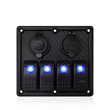Панель борт. питания с разъемом прикуривателя, 2 USB, 4 переключателя (LP-S0014B)