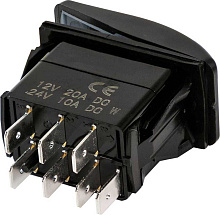 Переключатель трехпозиционный ON-OFF-ON 12В, 20А, 7р с подсветкой