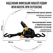 Самозатягивающийся ремень 0,5 т.,  25 мм., 3 м., крюк-крюк