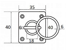Крепежная планка 40х35 мм с поворотной проушиной 6 мм и кольцом, нержавеющая сталь (Cim)