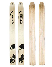 Лыжи охотничьи Охотник деревянные 185х15 см с кожаным креплением, накладкой  и амортизатором (Маяк)