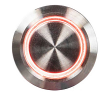 Выключатель с фиксацией 12/24В 5А, OFF-ON 5P D19, IP67, красная подсветка, нерж. сталь