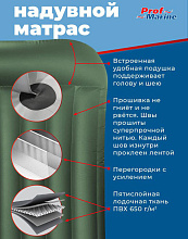 Надувной матрас-кровать из ПВХ ProfMarine, 160x200x24 см. с насосом (зеленый)