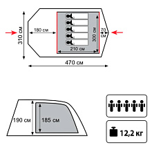 Палатка кемпинговая пятиместная Tramp Baltic Wave 5 V2